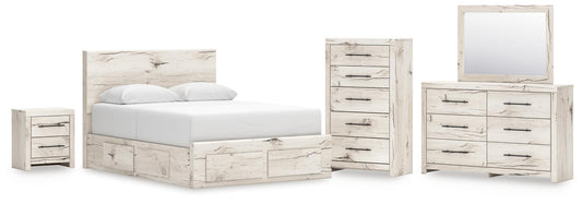 Lawroy Queen Panel Storage Bed, Dresser, Mirror, Chest and Nightstand