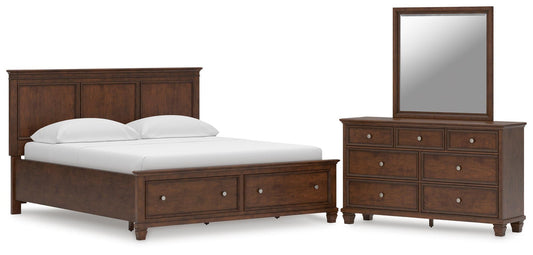 Danabrin California King Panel Storage Bed, Dresser and Mirror