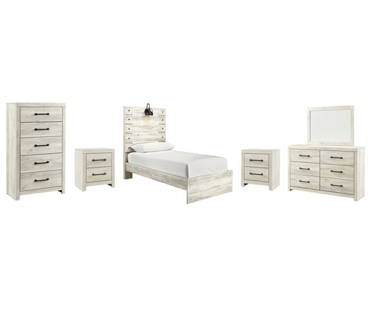 Cambeck Twin Panel Bed with Mirrored Dresser, Chest and 2 Nightstands Wilson Furniture (OH)  in Bridgeport, Ohio. Serving Bridgeport, Yorkville, Bellaire, & Avondale