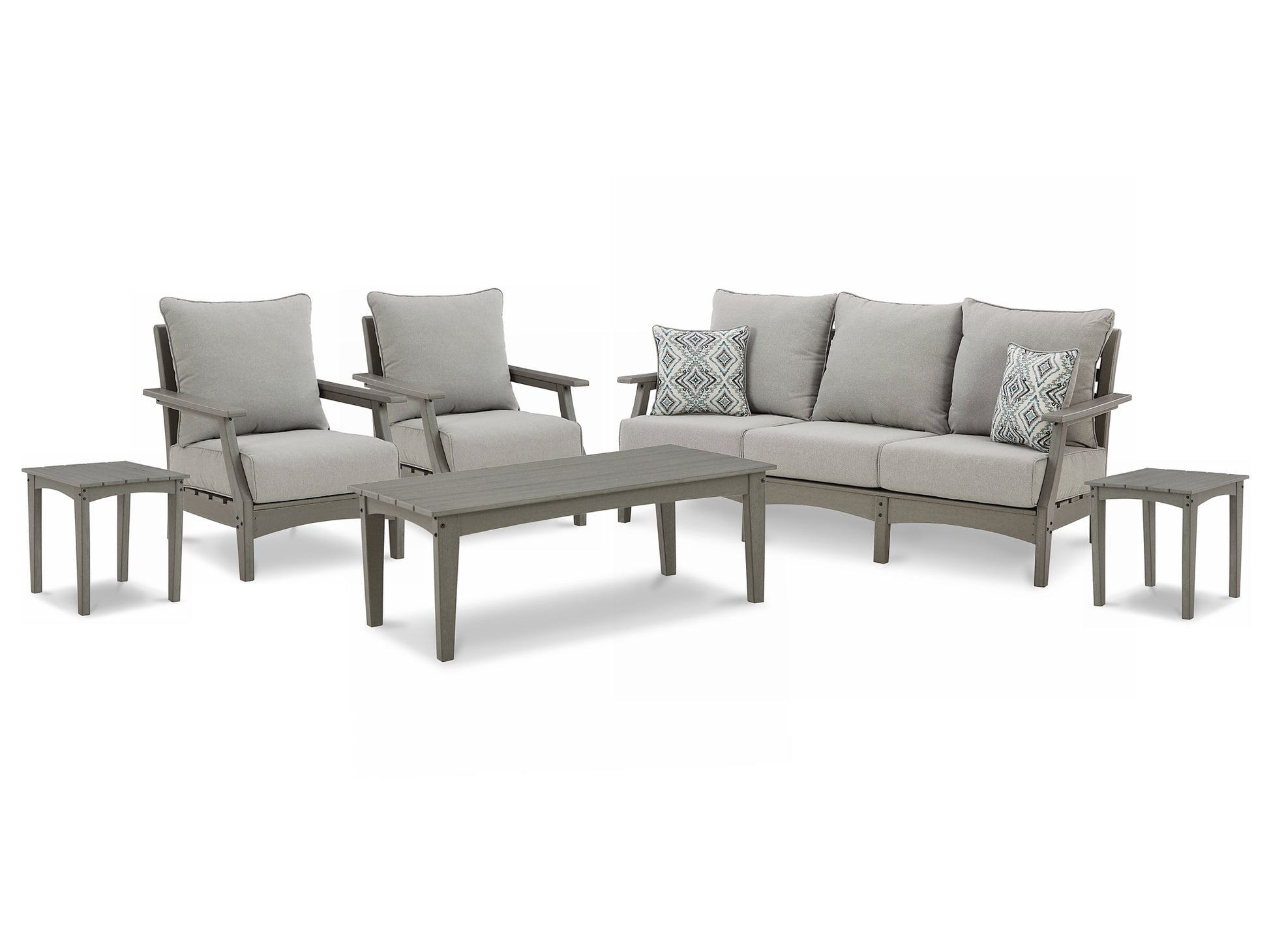 Visola Outdoor Sofa and  2 Lounge Chairs with Coffee Table and 2 End Tables Wilson Furniture (OH)  in Bridgeport, Ohio. Serving Moundsville, Richmond, Smithfield, Cadiz, & St. Clairesville