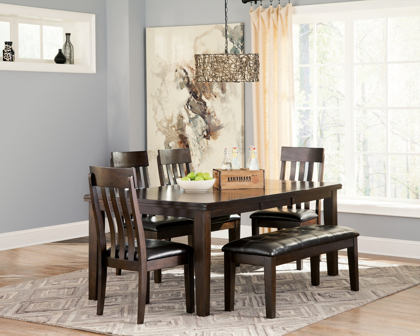 Haddigan Dining Table and 4 Chairs and Bench Wilson Furniture (OH)  in Bridgeport, Ohio. Serving Bridgeport, Yorkville, Bellaire, & Avondale
