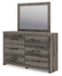 Graystorm Queen Panel Bed with Mirrored Dresser and Nightstand