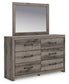 Graystorm Queen Panel Bed with Mirrored Dresser and Nightstand