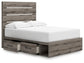 Graystorm Full Panel Bed with Storage with Mirrored Dresser