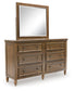 Sturlayne King Upholstered Panel Bed with Mirrored Dresser, Chest and Nightstand