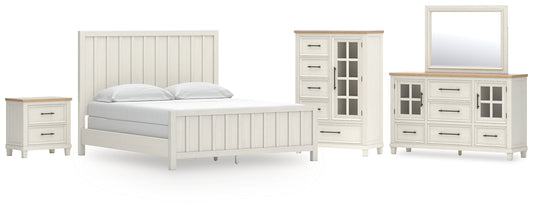 Shaybrock California King Panel Bed with Mirrored Dresser, Chest and Nightstand
