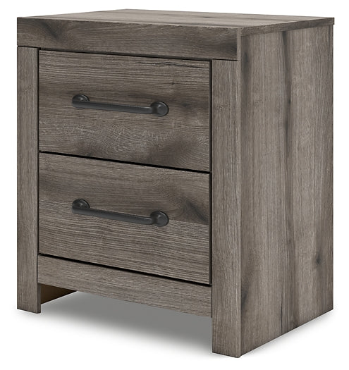 Graystorm King Panel Bed with Mirrored Dresser and Nightstand