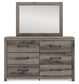 Graystorm Full Panel Bed with Mirrored Dresser
