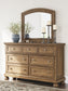 Feddinger California King Panel Bed with Mirrored Dresser