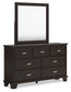 Covetown California King Panel Bed, Dresser, Mirror, Chest and Nightstand