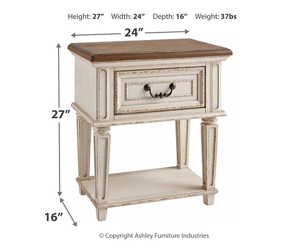 Ashley Express - Realyn One Drawer Night Stand Wilson Furniture (OH)  in Bridgeport, Ohio. Serving Bridgeport, Yorkville, Bellaire, & Avondale