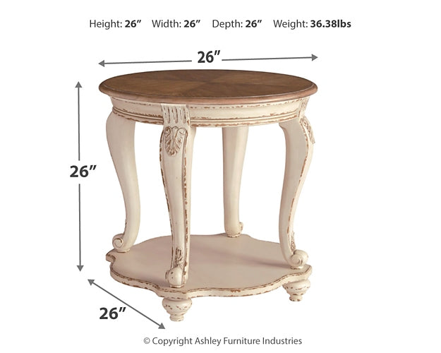 Ashley Express - Realyn Round End Table Wilson Furniture (OH)  in Bridgeport, Ohio. Serving Bridgeport, Yorkville, Bellaire, & Avondale
