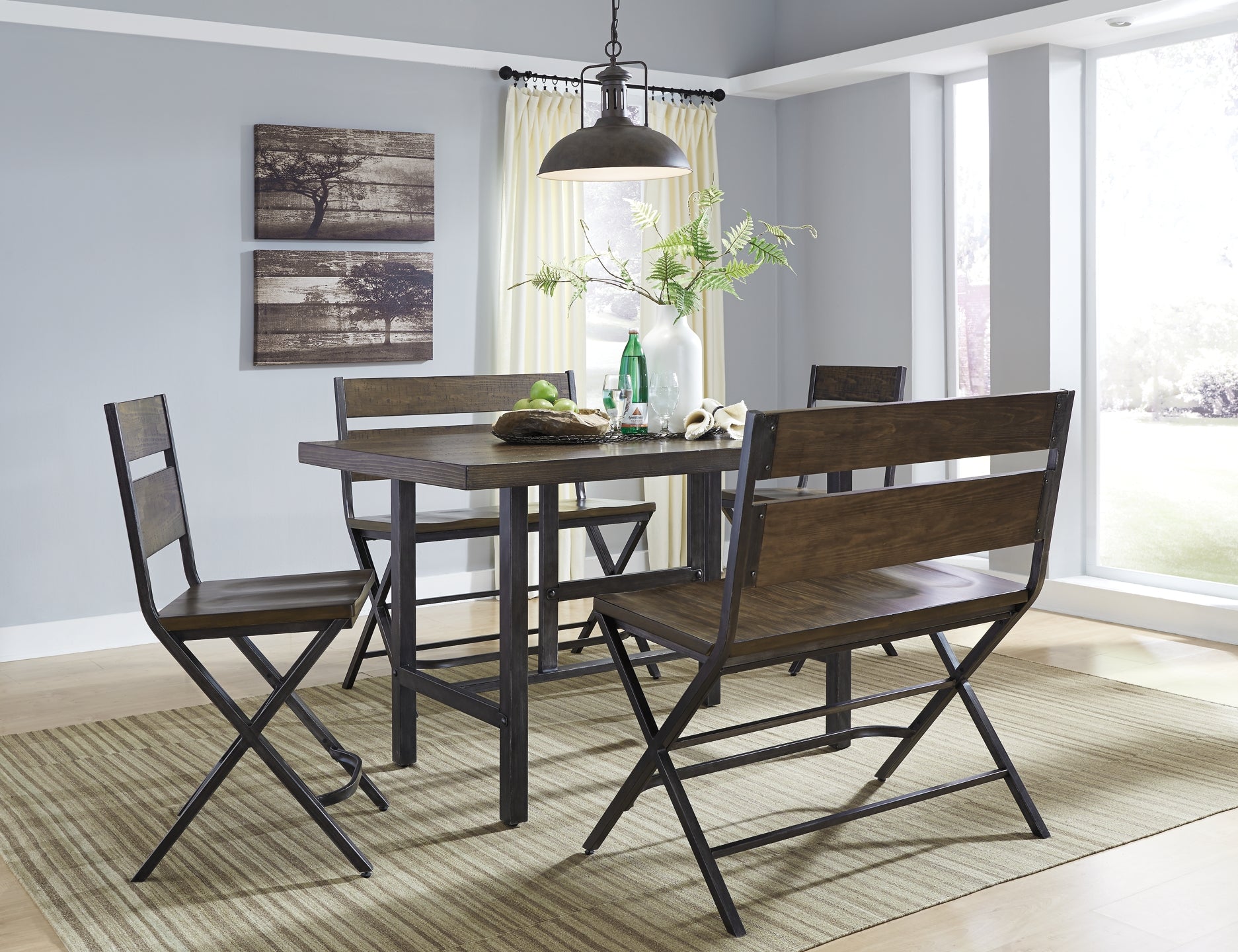 Kavara Counter Height Dining Table and 2 Barstools and 2 Benches Wilson Furniture (OH)  in Bridgeport, Ohio. Serving Bridgeport, Yorkville, Bellaire, & Avondale