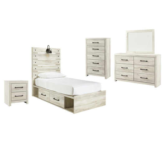 Cambeck Twin Panel Bed with 4 Storage Drawers with Mirrored Dresser, Chest and Nightstand Wilson Furniture (OH)  in Bridgeport, Ohio. Serving Bridgeport, Yorkville, Bellaire, & Avondale