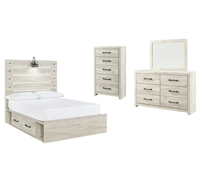 Cambeck Queen Panel Bed with 2 Storage Drawers with Mirrored Dresser and Chest Wilson Furniture (OH)  in Bridgeport, Ohio. Serving Bridgeport, Yorkville, Bellaire, & Avondale