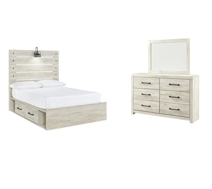 Cambeck Queen Panel Bed with 2 Storage Drawers with Mirrored Dresser Wilson Furniture (OH)  in Bridgeport, Ohio. Serving Bridgeport, Yorkville, Bellaire, & Avondale