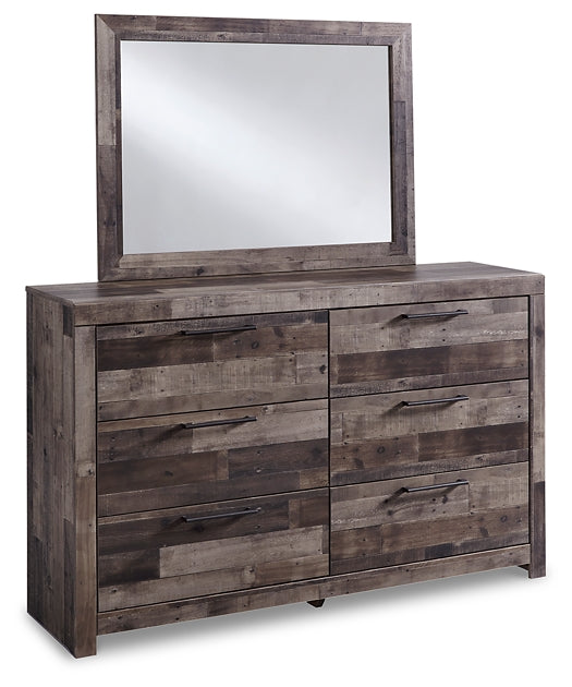 Derekson Queen/Full Panel Headboard with Mirrored Dresser, Chest and 2 Nightstands Wilson Furniture (OH)  in Bridgeport, Ohio. Serving Bridgeport, Yorkville, Bellaire, & Avondale