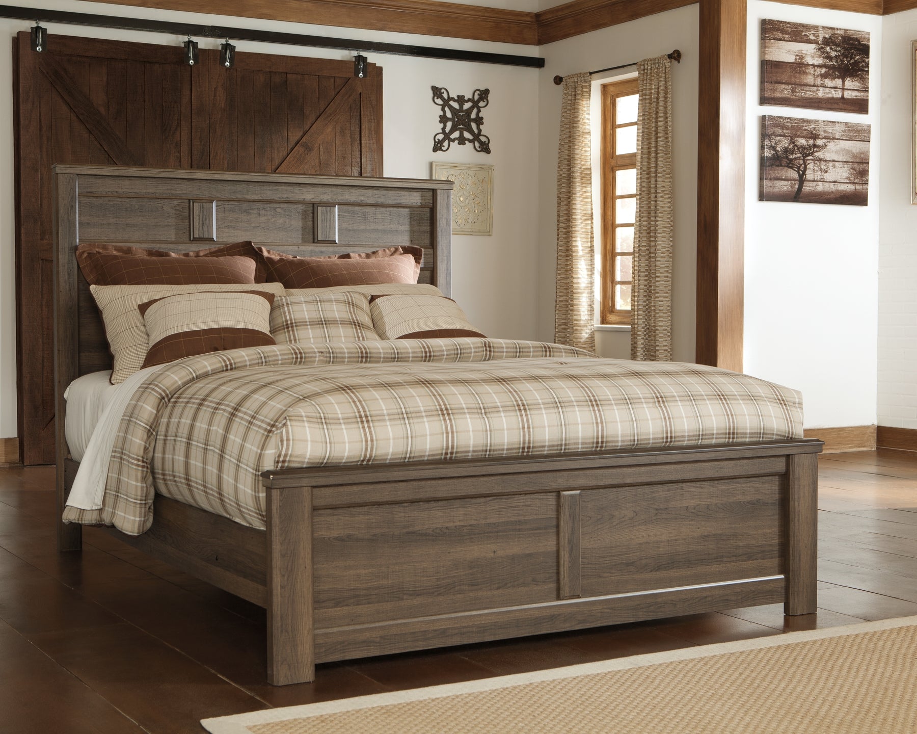 Juararo Queen Panel Bed with Mirrored Dresser and 2 Nightstands Wilson Furniture (OH)  in Bridgeport, Ohio. Serving Bridgeport, Yorkville, Bellaire, & Avondale