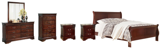Alisdair California King Sleigh Bed with Mirrored Dresser, Chest and 2 Nightstands Wilson Furniture (OH)  in Bridgeport, Ohio. Serving Bridgeport, Yorkville, Bellaire, & Avondale