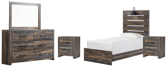 Drystan Twin Panel Bed with Mirrored Dresser and 2 Nightstands Wilson Furniture (OH)  in Bridgeport, Ohio. Serving Bridgeport, Yorkville, Bellaire, & Avondale