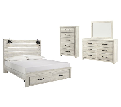 Cambeck Queen Panel Bed with 2 Storage Drawers with Mirrored Dresser and Chest Wilson Furniture (OH)  in Bridgeport, Ohio. Serving Bridgeport, Yorkville, Bellaire, & Avondale