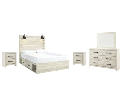 Cambeck Queen Panel Bed with 4 Storage Drawers with Mirrored Dresser and 2 Nightstands Wilson Furniture (OH)  in Bridgeport, Ohio. Serving Bridgeport, Yorkville, Bellaire, & Avondale