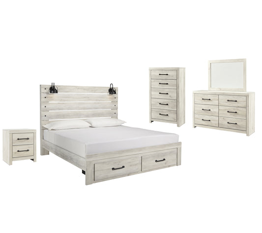 Cambeck Queen Panel Bed with 2 Storage Drawers with Mirrored Dresser, Chest and Nightstand Wilson Furniture (OH)  in Bridgeport, Ohio. Serving Bridgeport, Yorkville, Bellaire, & Avondale