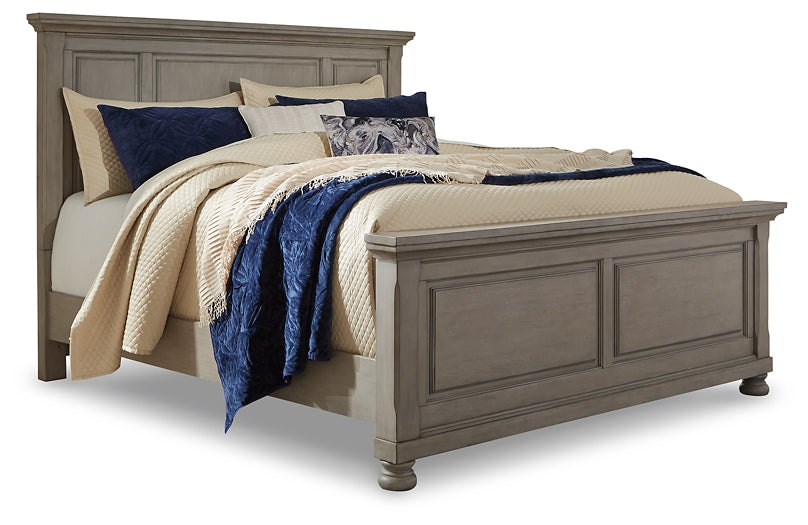 Lettner King Panel Bed with Mirrored Dresser, Chest and 2 Nightstands Wilson Furniture (OH)  in Bridgeport, Ohio. Serving Bridgeport, Yorkville, Bellaire, & Avondale