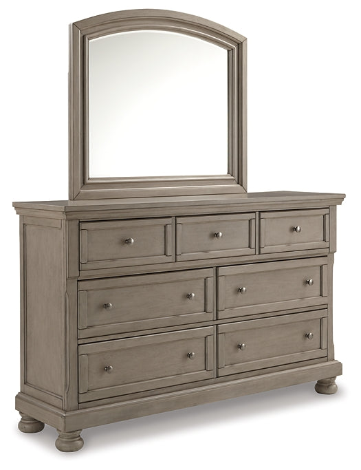 Lettner California King Panel Bed with Mirrored Dresser, Chest and Nightstand Wilson Furniture (OH)  in Bridgeport, Ohio. Serving Bridgeport, Yorkville, Bellaire, & Avondale