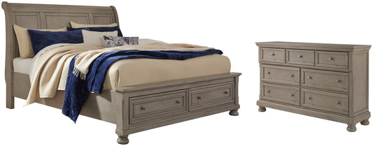 Lettner King Sleigh Bed with 2 Storage Drawers with Dresser Wilson Furniture (OH)  in Bridgeport, Ohio. Serving Bridgeport, Yorkville, Bellaire, & Avondale