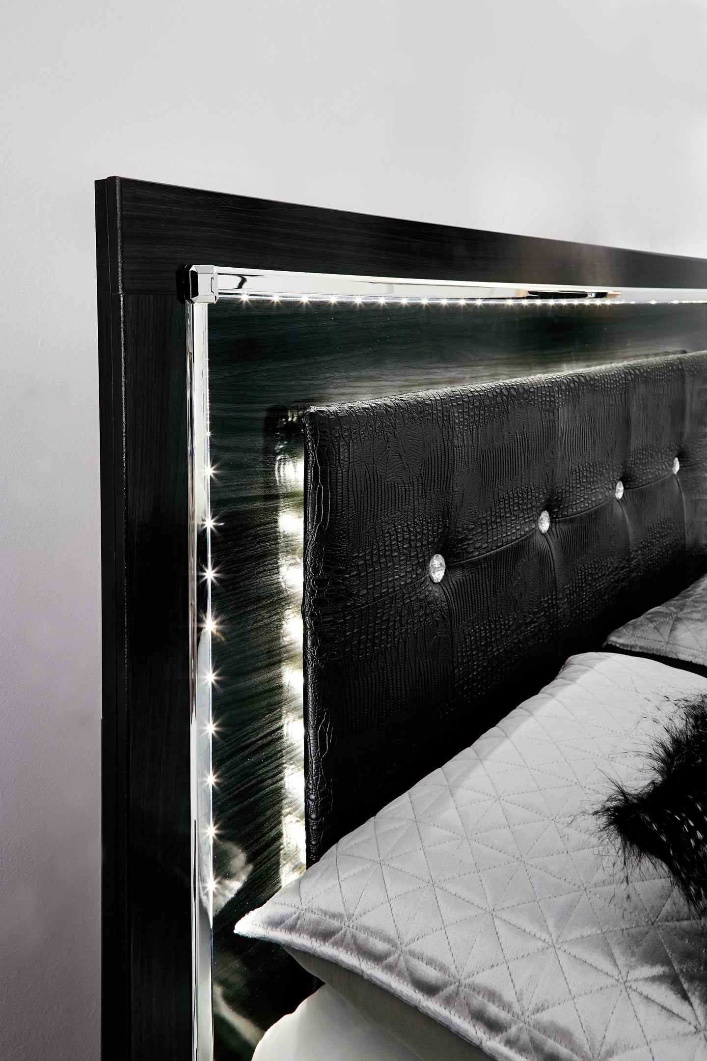 Kaydell Queen Panel Bed with Storage with Mirrored Dresser, Chest and Nightstand Wilson Furniture (OH)  in Bridgeport, Ohio. Serving Bridgeport, Yorkville, Bellaire, & Avondale