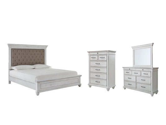 Kanwyn Queen Panel Bed with Mirrored Dresser and Chest Wilson Furniture (OH)  in Bridgeport, Ohio. Serving Bridgeport, Yorkville, Bellaire, & Avondale