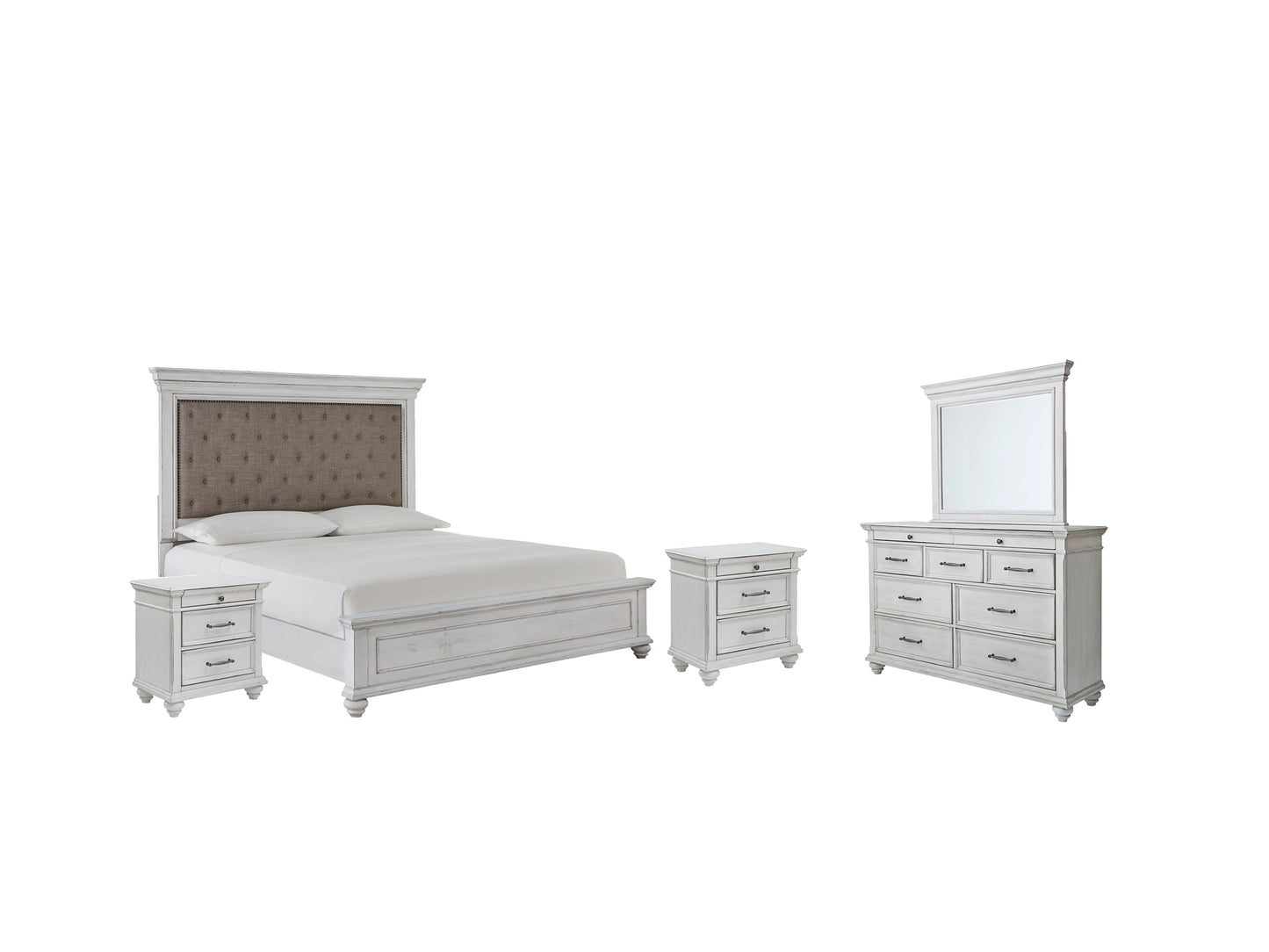 Kanwyn Queen Panel Bed with Mirrored Dresser and 2 Nightstands Wilson Furniture (OH)  in Bridgeport, Ohio. Serving Bridgeport, Yorkville, Bellaire, & Avondale