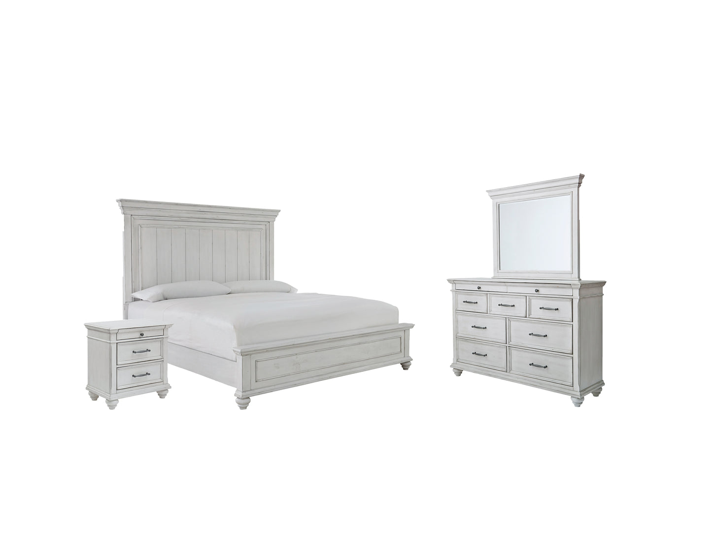 Kanwyn Queen Panel Bed with Mirrored Dresser and 2 Nightstands Wilson Furniture (OH)  in Bridgeport, Ohio. Serving Bridgeport, Yorkville, Bellaire, & Avondale