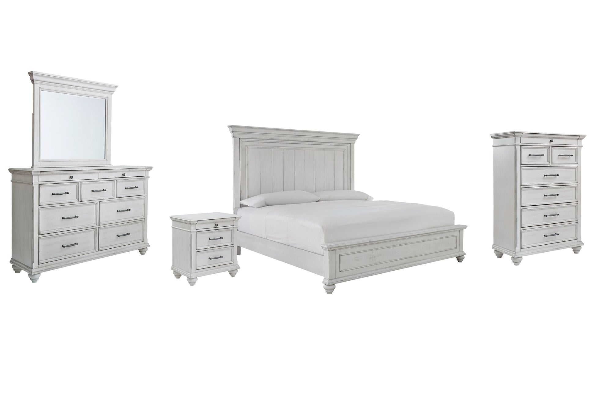 Kanwyn King Panel Bed with Mirrored Dresser, Chest and Nightstand Wilson Furniture (OH)  in Bridgeport, Ohio. Serving Bridgeport, Yorkville, Bellaire, & Avondale