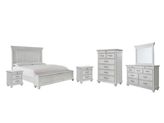 Kanwyn Queen Panel Bed with Storage with Mirrored Dresser, Chest and 2 Nightstands Wilson Furniture (OH)  in Bridgeport, Ohio. Serving Bridgeport, Yorkville, Bellaire, & Avondale