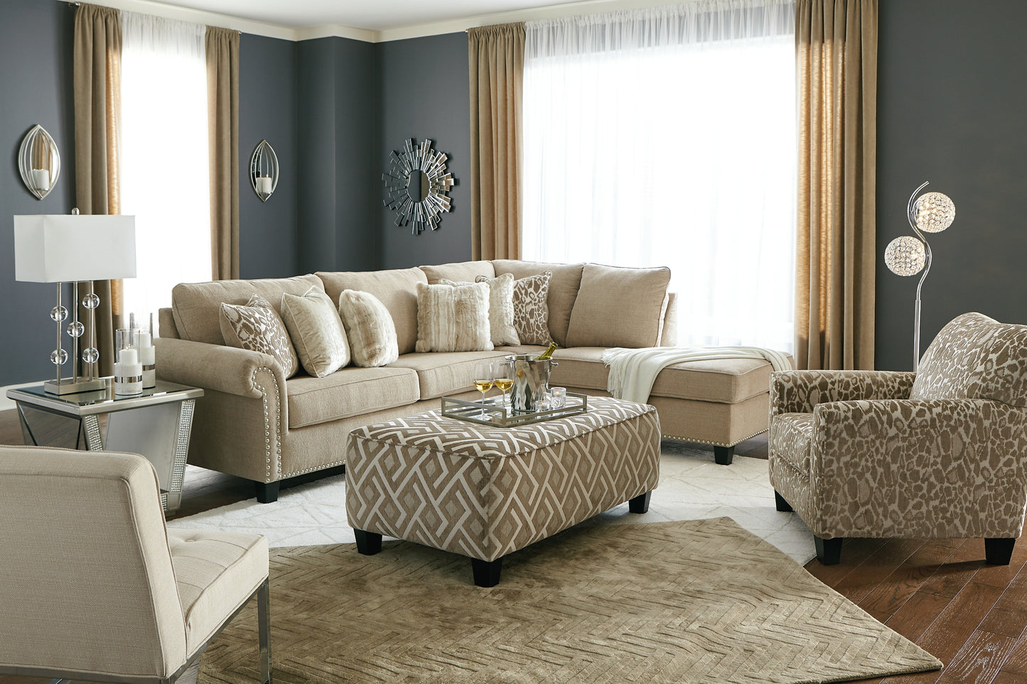 Dovemont 2-Piece Sectional with Chair and Ottoman Wilson Furniture (OH)  in Bridgeport, Ohio. Serving Bridgeport, Yorkville, Bellaire, & Avondale