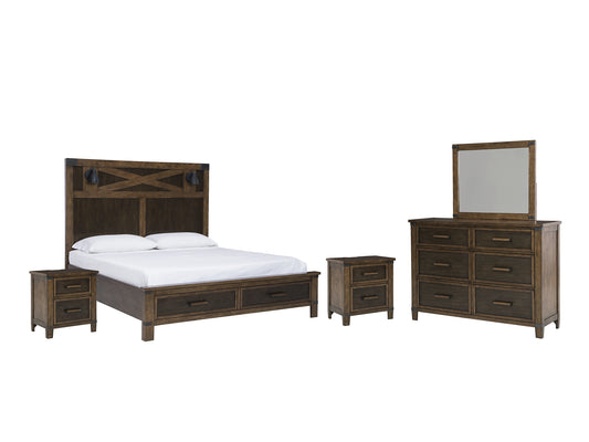 Wyattfield King Panel Bed with Mirrored Dresser and 2 Nightstands Wilson Furniture (OH)  in Bridgeport, Ohio. Serving Moundsville, Richmond, Smithfield, Cadiz, & St. Clairesville