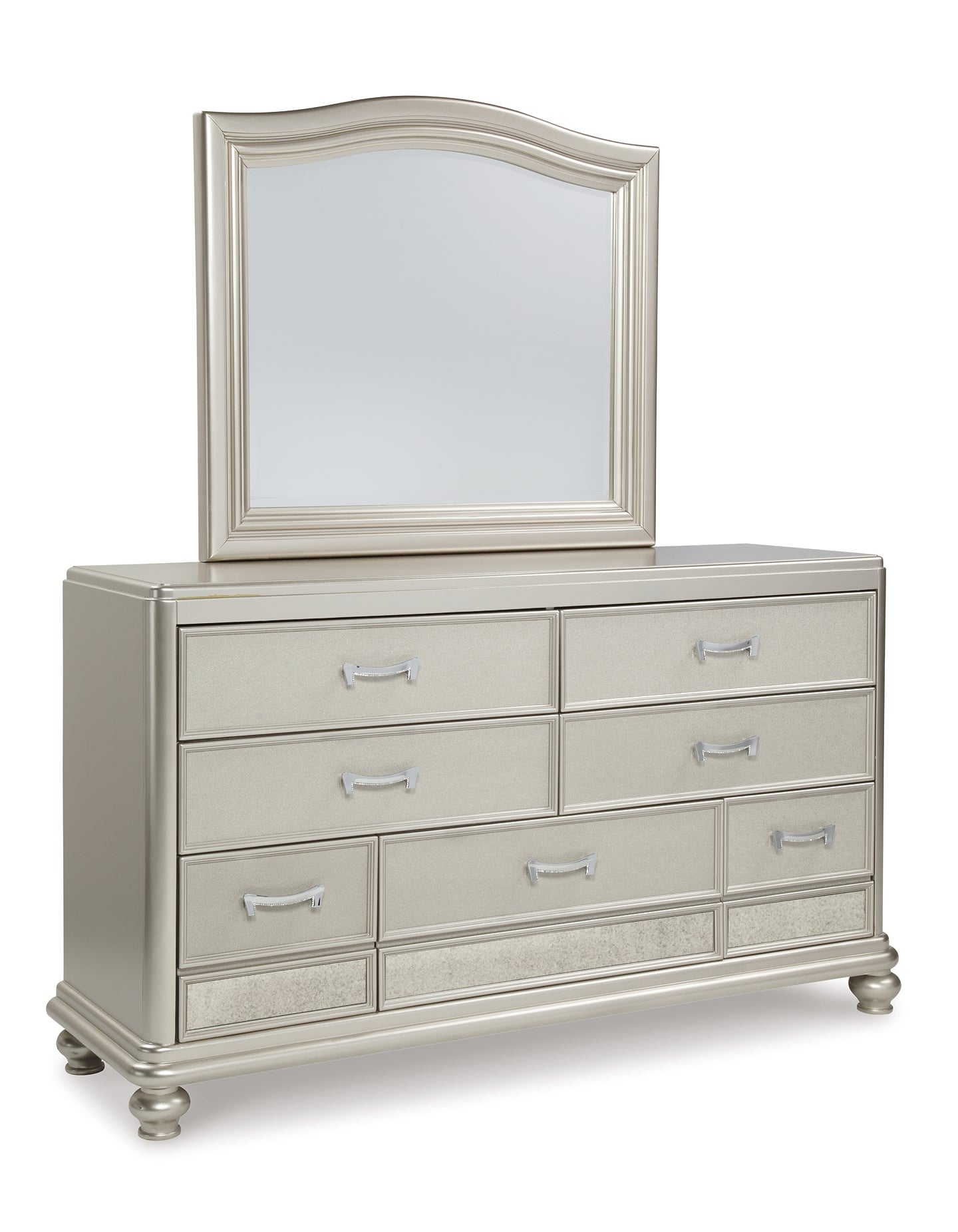 Coralayne California King Upholstered Bed with Mirrored Dresser and Chest Wilson Furniture (OH)  in Bridgeport, Ohio. Serving Bridgeport, Yorkville, Bellaire, & Avondale