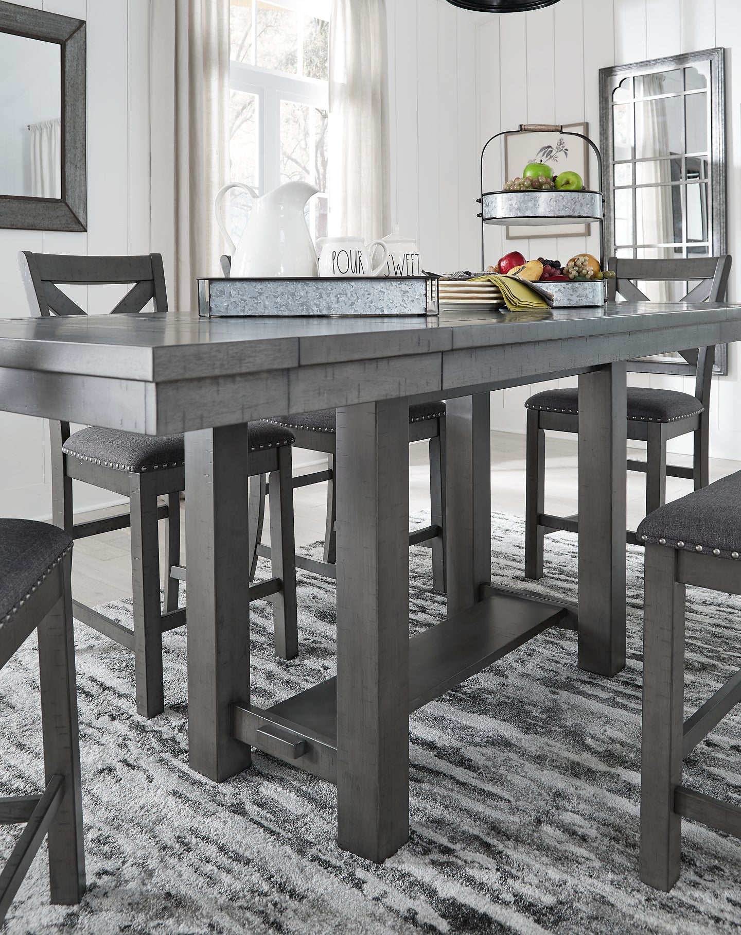 Myshanna Counter Height Dining Table and 6 Barstools Wilson Furniture (OH)  in Bridgeport, Ohio. Serving Bridgeport, Yorkville, Bellaire, & Avondale