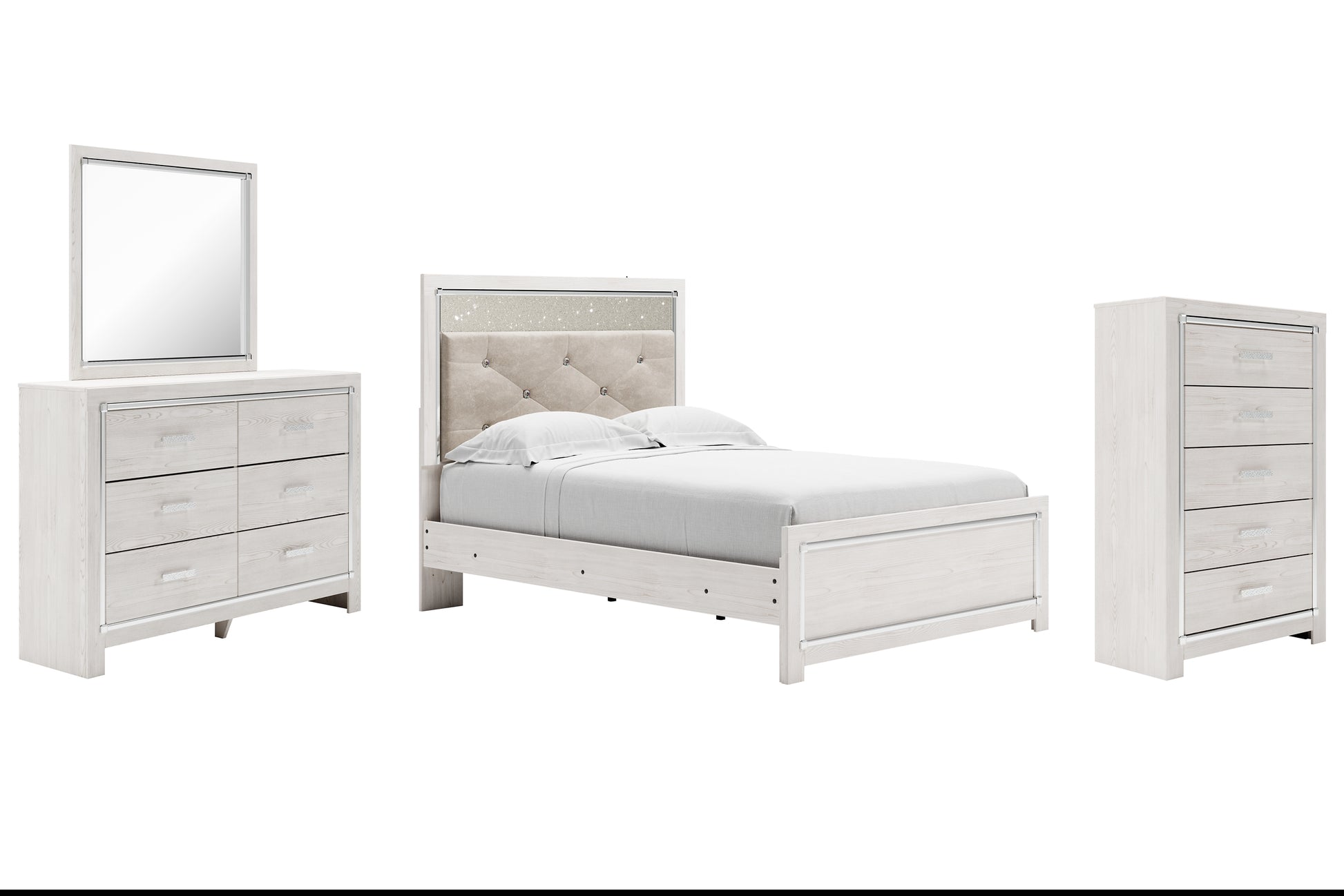 Altyra Full Panel Bed with Mirrored Dresser and Chest Wilson Furniture (OH)  in Bridgeport, Ohio. Serving Bridgeport, Yorkville, Bellaire, & Avondale