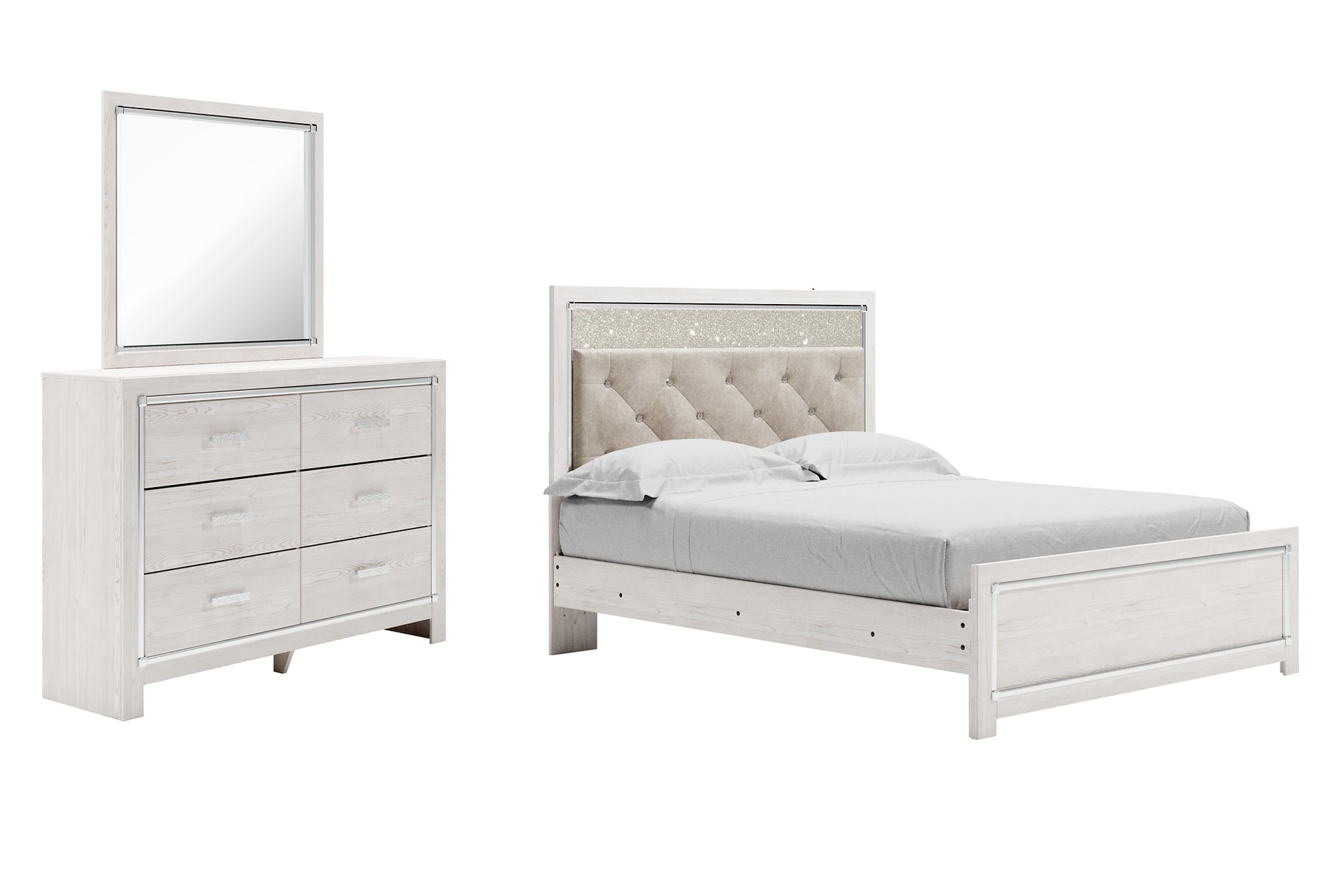 Altyra Queen Panel Bed with Mirrored Dresser Wilson Furniture (OH)  in Bridgeport, Ohio. Serving Bridgeport, Yorkville, Bellaire, & Avondale