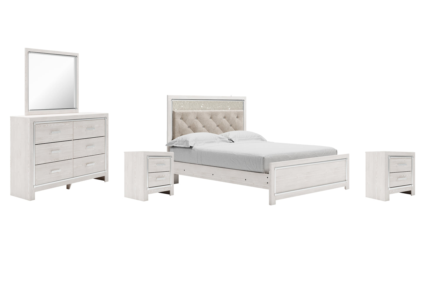 Altyra Queen Panel Bed with Mirrored Dresser and 2 Nightstands Wilson Furniture (OH)  in Bridgeport, Ohio. Serving Bridgeport, Yorkville, Bellaire, & Avondale