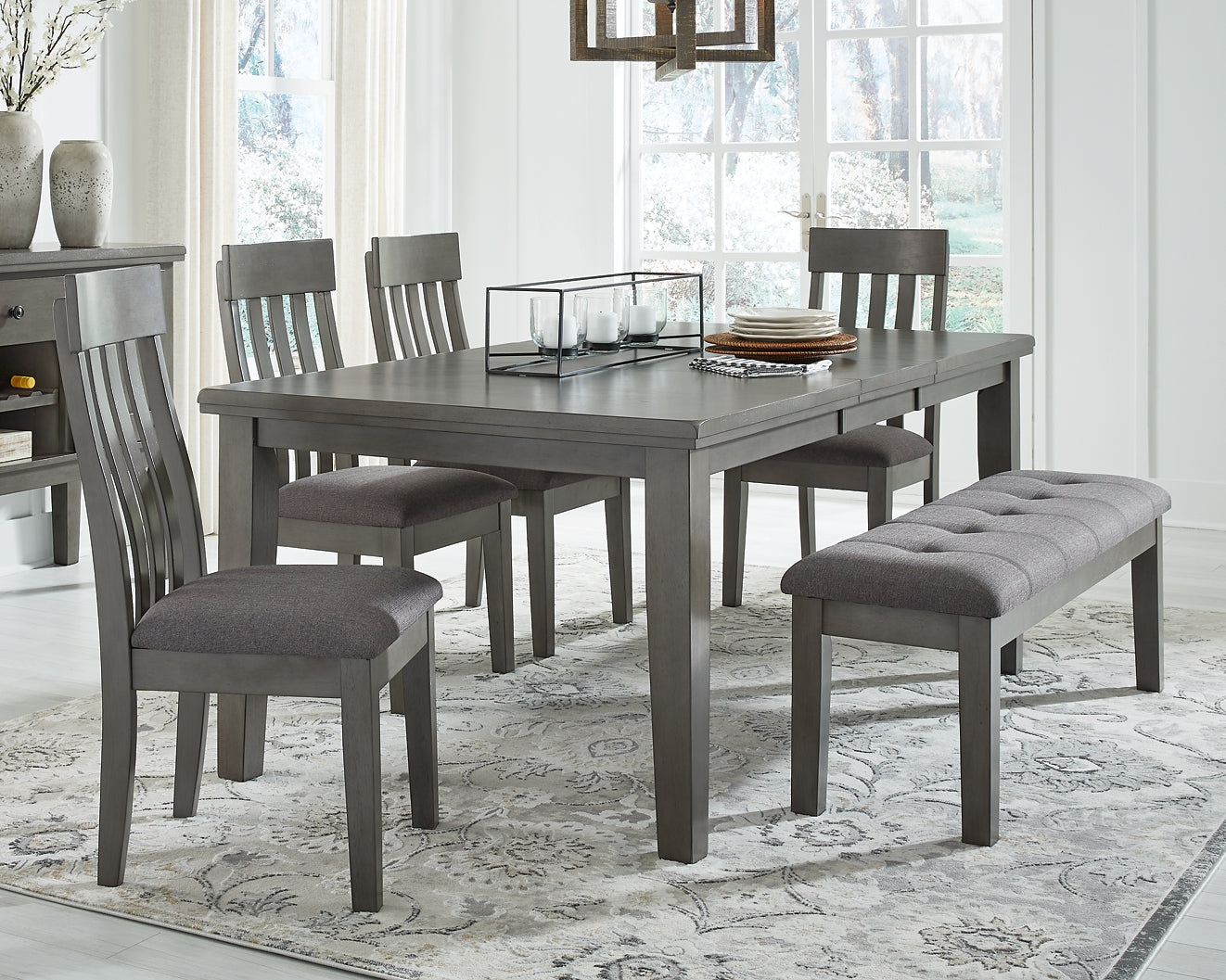 Hallanden Dining Table and 4 Chairs and Bench Wilson Furniture (OH)  in Bridgeport, Ohio. Serving Bridgeport, Yorkville, Bellaire, & Avondale