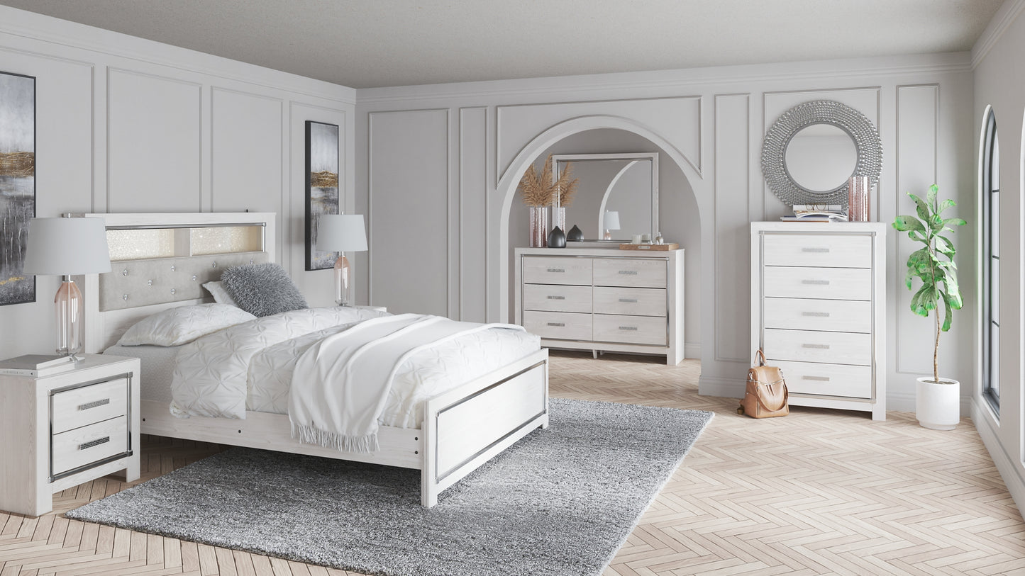 Altyra Queen Panel Bookcase Bed with Mirrored Dresser and Chest Wilson Furniture (OH)  in Bridgeport, Ohio. Serving Bridgeport, Yorkville, Bellaire, & Avondale