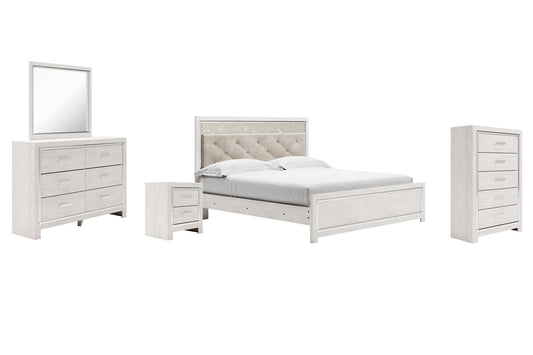 Altyra King Panel Bed with Mirrored Dresser, Chest and Nightstand Wilson Furniture (OH)  in Bridgeport, Ohio. Serving Bridgeport, Yorkville, Bellaire, & Avondale