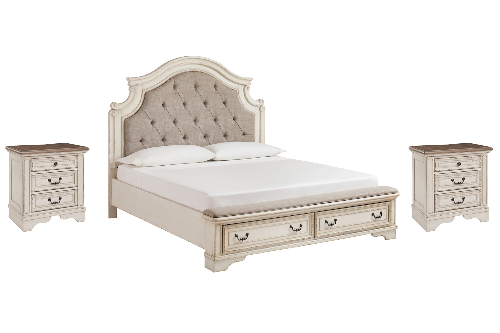 Realyn Queen Upholstered Bed with 2 Nightstands Wilson Furniture (OH)  in Bridgeport, Ohio. Serving Bridgeport, Yorkville, Bellaire, & Avondale