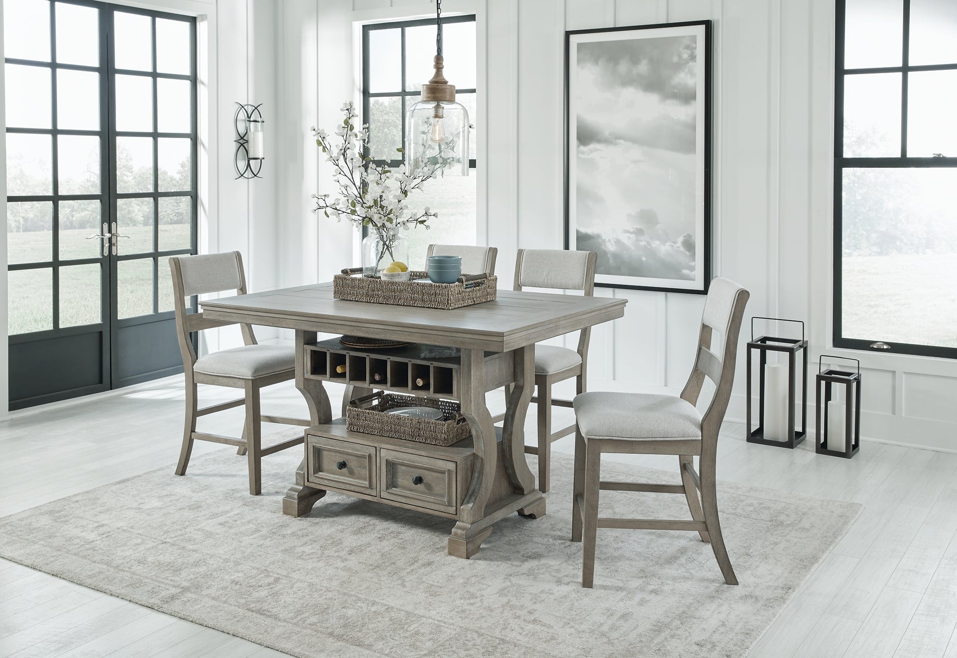 Moreshire Counter Height Dining Table and 4 Barstools Wilson Furniture (OH)  in Bridgeport, Ohio. Serving Bridgeport, Yorkville, Bellaire, & Avondale