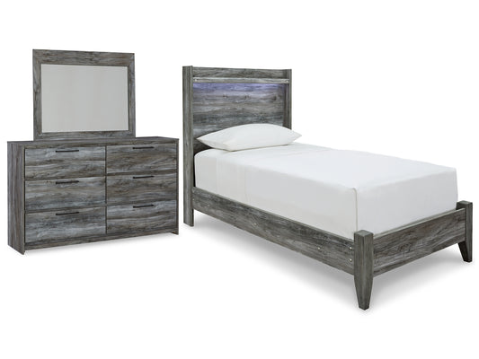 Baystorm Twin Panel Bed with Mirrored Dresser Wilson Furniture (OH)  in Bridgeport, Ohio. Serving Bridgeport, Yorkville, Bellaire, & Avondale