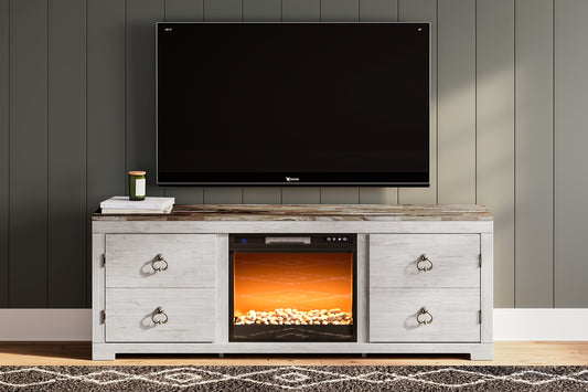 Ashley Express - Willowton TV Stand with Electric Fireplace Wilson Furniture (OH)  in Bridgeport, Ohio. Serving Bridgeport, Yorkville, Bellaire, & Avondale